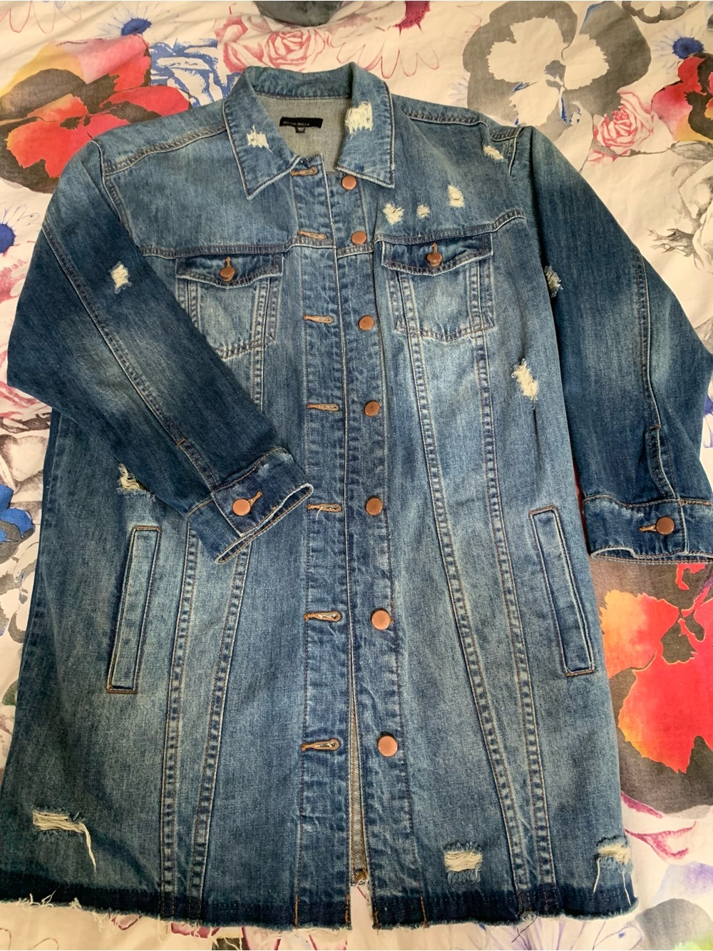Long distressed denim jacket by See Thru Soul size M